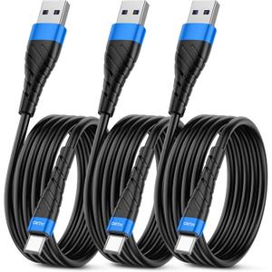 USB C Cable, USB A to USB C 3A Fast Charging (6FT 3Pack) Phone USB Type-C Charge Cable Android Charge Cord USB C Charger Cable for iPhone 15 Plus/Pro/Pro Max/Samsung/Pad/Laptop/LG/-Blue