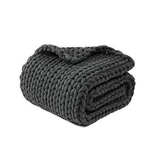 YnM Chunky Throw Blanket, Medium-Weight, Hand Knitted, Skin Friendly, Ventilated and Breathable, Machine Washable, Home Décor Piece for Couch, Sofa and Bed (Charcoal Grey, 50x70 Inch)
