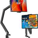 Foldable Flexible Tablet Stand Holder for Desk, 360 Adjustable iPad Arm Mount, Portable Monitor 15.6 Stand, Premium Phone Holder Compatible with iPad 13/12.9/11 Mini/10/9th, Samsung, Kindle