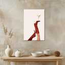 Funky Red Boot Martini Poster Trendy Cherry Girly Bottoms Up Wall Art Trendy Cocktail Posters Feminist Preppy Apartment Room Decor Y2k Aesthetic Home Bar Cart Speakeasy Pop Art 8x12inch Framed (8L" x 12W")