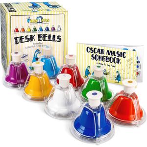 MINIARTIS Desk Bells for Kids | Educational Music Toys for Toddlers 8 Notes Colorful Hand Bells Set | Kids Musical Instrument with 15 Songbook | Great Birthday Gift for Children (Multicolored)