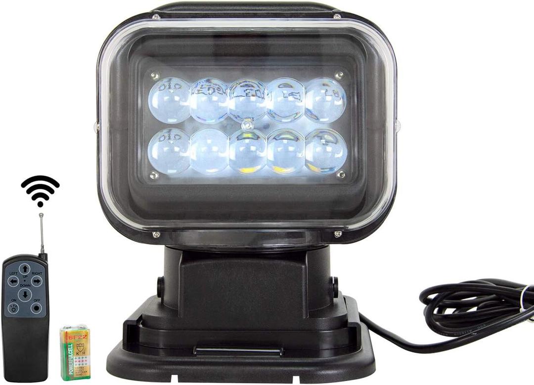AUXTINGS 360 Degree LED Spotlight Search Light LED Rotating Remote Control Work Light with Magnetic Base for SUV Boat Home Security Protection Emergency Lighting Farm Field Garden