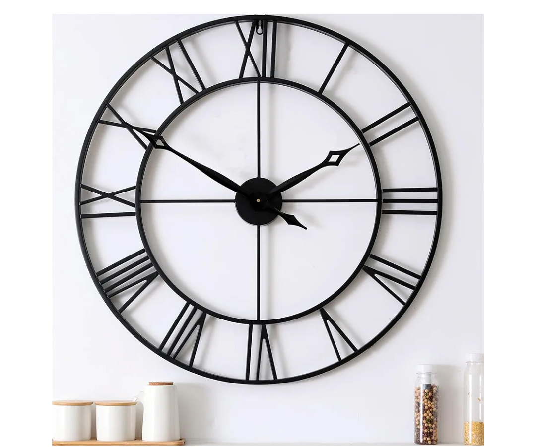CLXEAST 30 Inch Large Wall Clock Modern, Oversized Roman Numeral Decorative Black Metal Wall Clock for Living Room Decor,House Warming Gifts New Home