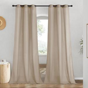 NICETOWN Linen Taupe Window Curtains 84 inches Long, Grommet Thick Linen Blend Window Treatments Privacy Assured with Light Filtering for Bedroom/Living Room, W42 x L84