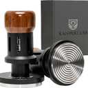 KNODOS 54mm Espresso Tamper For Breville Machines Calibrated Tamper Tool Espresso Walnut, AutoLeveling and 30lb Spring Loaded Design Coffee Tamper With Stainless Steel 53.35mm Ripple Base