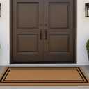 Kempf Black Border Coco Coir Doormat, 36" x 72", Non-Slip Backing, Heavy Duty Natural Fiber Front Door Welcome Entrance Mat, Low Clearance, Outdoor Indoor
