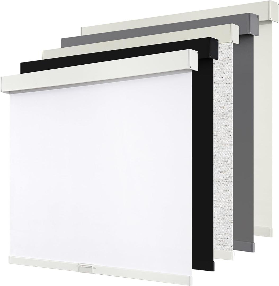 SUNOFF Cordless Blackout Roller Shades Blinds for Windows Free-Stop,Pull Down Room Darkening with Valance, Thermal Insulated Woven Fabric Window Door Blinds for Home, Office, White 20" W x 72" L