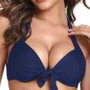 RELLECIGA Women's Push Up Bikini Top Knot Front Underwire Swimwear M