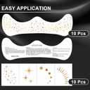 2 x 20 Pcs Gold Face Makeup Patches, Glitter Freckles Face Tattoo Gold Makeup, Glitter Freckles, Sparkle Makeup Patches, Waterproof Face Glitter Temporary Tattoos for Women