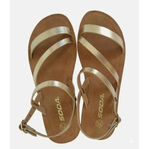 Soda Women's Gold Strappy Sandals - Size 7.5 - Casual Summer Flats