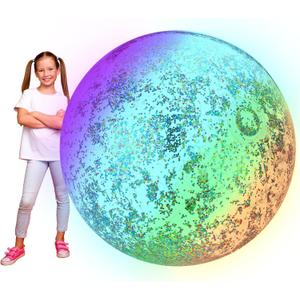Jenaai 5 ft Jumbo Inflatable Light up Beach Balls Giant Glow in the Dark Blow up Glitter Confetti LED Pool Balls Lighted Glow Pool Toys for Summer Swimming Outdoor Birthday Water Party Decor