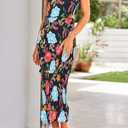 PRETTYGARDEN Women's Summer Midi Bodycon Dresses One Shoulder Strappy Tiered Ruffle Floral Boho Sun Dress (XL)