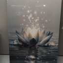 AOYUSMO 3 Piece Lotus Flower Wall Art Zen Bathroom Wall Decor Spiritual Canvas Art Yoga Room Pictures Meditation Paintings Spa Artwork For Living Room Bedroom, 16x24in