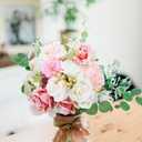 4 x Artificial Cake Flowers, Pink Fake Flowers Silk Peony Roses Flowers with Stems Wedding Bridal Bouquets for Table Centerpieces Floral Arrangement Arch Home Decoration