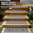 Stairs Treads for Wooden Non Slip Step Outdoor Mat Gray 8"x30" 5PCS | PVC Rubber-Like Stair Treads Self Draining Carpeted Stair Covers, Duty Resistant Exterior Mat for Wood Stairs Fast Water Flow