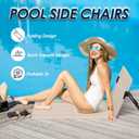 Gugxiom 2 Pcs Extended Foldable Pool Chairs, Portable Outdoor Chair for Poolside, Beach Chairs for Beach Poolside Camping Picnic Lawn Accessories (2, Beige)