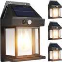 Solar Lights Outdoor, Dusk to Dawn Solar Wall Sconce Motion Sensor, 3 Lighting Modes Waterproof Security Wall Lantern Light Fixtures for Garden Yard Patio Fence Outside Decorative (4PCS)