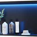 RGB LED Light Shower Niche, Matte Black 30X12 in Stainless Steel Wall Niche with Remote Control, Waterproof No Tile Needed Wall Niche for Bathroom Storage Built-in Installation