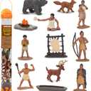 Safari Ltd. Powhatan Indians TOOB - 12 Figurines: Camp Fire, Canoe, Deer Hide, Warriors, Pocahontas, Chief Whunsoncock, & More - Educational Toy Figures For Boys, Girls & Kids Ages 3+