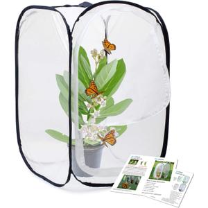 RESTCLOUD Insect and Butterfly Habitat Cage Terrarium Pop-up 23.6 Inches Tall (White With Black)
