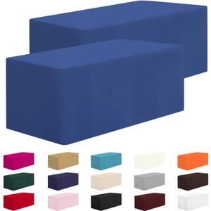 2 Pack Fitted Table Clothes-96 x 30 Inch Rectangle Tablecloths for 8 Foot Tables , Washable Polyester 8FT Table Cover for Parties, Holiday Dinner, Wedding, Trade Show (8FT | 2 Pack, Royal Blue)