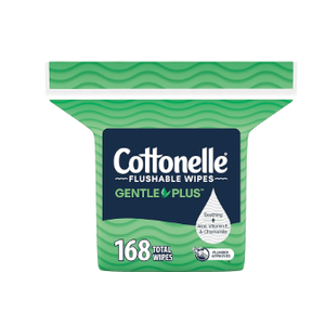 Cottonelle GentlePlus Flushable Wet Wipes with Aloe & Vitamin E, 3 Flip-Top Packs, 168 Wipes 