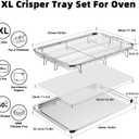 Air Fryer Basket for Oven, Extra Large 18.8" x 12.8" Oven Air Fryer Basket and Tray Set with 30 PCS Parchment Papers, Stainless Steel Air Fryer Pan and Crisper Tray (Silver)