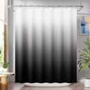 AmazerBath Black and White Farmhouse Shower Curtain Set with 12 Hooks, Washable 72x84 Inch Ombre Fabric (72"W x 84"L (Pack of 1), A- Black Ombre +12 Metal Hooks)