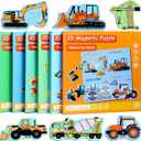 Magnetic Puzzles for Kids Ages 1-3, Travel Toddler Puzzles Ages 2-4 Year, Excavator Refrigerator Magnet for Kids Learning Gift for Road Trip