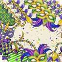 2 x XCHI Masks Hats Beads Mardi Gras Placemats Set of 4 Carnival Table Mats for Masquerade Party Home Kitchen Dining Table Decorations 12x18 Inch