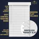 Lotus & Windoware Cordless Faux Wood Blind, Smooth, Bright White, Privacy Slats, Blinds for Indoor Windows, 38" Wide x 48" Long