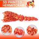 GemmiCho 3D Printed Animals, 7.8" 3D Printed Hermit Crab with Shell, 3D Printed Toys for Stress Relief, Animals Figurines Fidget Crab Toy for Boys Kids Teen 5-7 4-6 8-12 (Red)