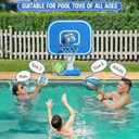Pool Basketball Hoop, 33"x26"x50" Oversized Pool Toys with Adjustable Height Includes 4 Balls(Size 6, 2Size 3, Glow)/ Nets/Pump for Poolside Water Basketball Game, Swimming Pool Games for Kids Adults (Blue)
