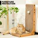 Value 2-Pack 23.6 Inch L-Shaped Cardboard Cat Scratcher, Dual Use (Vert/Horiz) Scratch Pad with Toy Balls, Wall-Mountable Furniture Protector Cat Scratchers for Indoor Cats, Couch & Wall