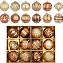 Hollyone 4 Inch Bronze Christmas Ornaments 12Pcs Brown Christmas Tree Ornaments Balls Colored Shatterproof Christmas Ornaments for Xmas Tree Decor Holiday Party Wreath Home Decor (Bronze, 100mm)