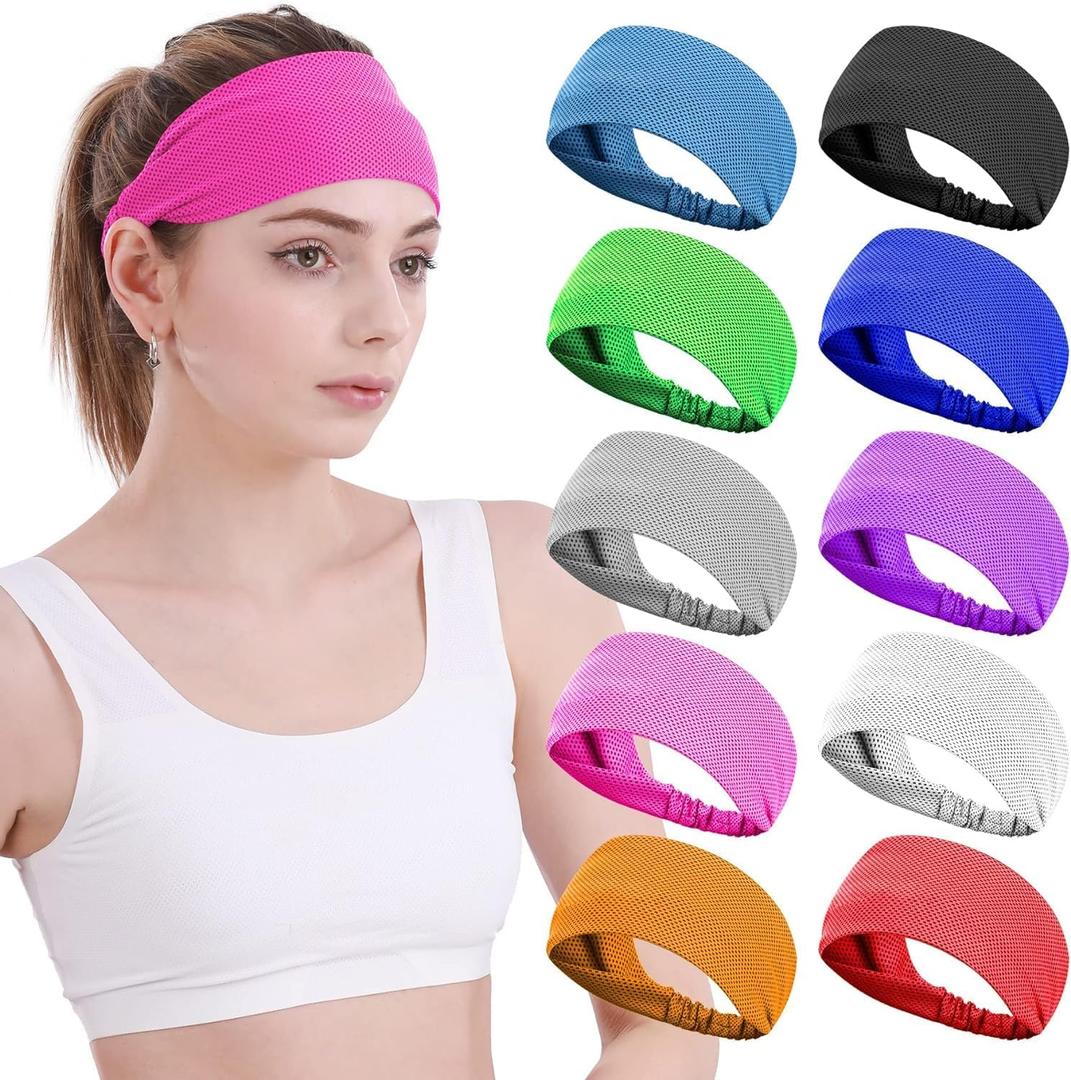 Sukeen Cooling Headband for Men Women, Instant Cooling Running Headband, Sweat Headbands for Workout, Sports Headbands for Yoga, Golf, Gym, Camping, Tennis, 20 inches, Pack of 5