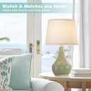 Seealle Modern Green Table Lamps Set of 2 - Bedside Lamps for Night Stands, 19.4" Bedroom Lamps for Living Room Sage Green Lamps with Rocker Switch