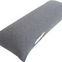 Oubonun 100% Jersey Cotton Body Pillow Cover with Zipper - Luxury Soft Removable Pillow Case - Long Fuzzy - Knitted (Grey, 21"X54")