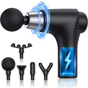 Massage Gun Deep Tissue Massage Gun for Back Pain Relief with 5 Heads 6speed Black