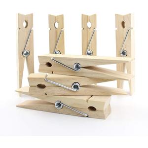 6 Inch Clothespins, Wood Clips for DIY Craft, Bathroom or Laundry Room Decoration, 12 pcs