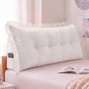 Leinuosen 39 in Ruffle Wedge Headboard Pillow for Dorm Twin XL College Bed Reading Bolster Dorm Velvet Triangular Bed Backrest Wedge Pillow Cushion for College Reading Support(White)