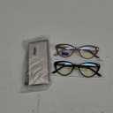 EYEURL Cat Eye Reading Glasses for Women - 2 Pack Blue Light Blocking Computer Readers 0.50 Spring Hinge Anti Glare/UV Ray Eyeglasses (Black+Brown)