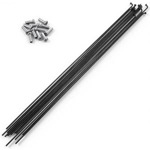 12pcs 290mm/11.4inch Stainless Steel Spokes Mountain Bike/Road Bike Steel 14G Spokes Black with 12mm Nipples