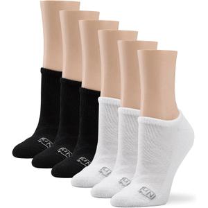 No Nonsense Women's Expantech Recycled Polyester No Show Socks (4-10, Black/White - 6 Pair Pack)