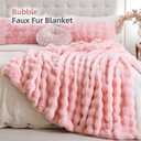 Smoofy Faux Fur Throw Blanket for Couch - Blush Pink Super Soft Cozy Bubble Blanket, Fluffy Plush Fuzzy Throw for Sofa & Bed, Thick Lightweight Warm Blanket, Luxury Aesthetic Gift for Women 50"x60"