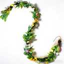 5.9ft Easter Garland Easter Decor Eggs Wild Flowers Garland Wreath Artificial Spring Flower Garlands with Pastel Eggs & Daisy Flower for Indoor and Outdoor