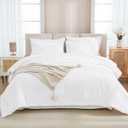 Andency White Comforter King Size Set with Sheets - 7 Pieces Boho Bed in a Bag Tufted Bedding Sets Lightweight All Season Bed Set with Comforter, Sheets, Pillowcases & Shams