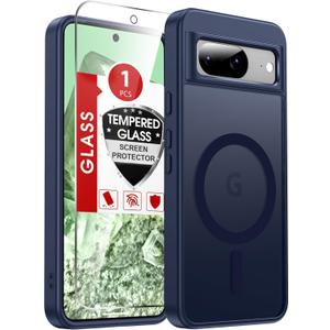 LeYi for Pixel-8 Case: Compatible for Google Pixel 8 Case [Mag-Safe Fit] with Screen Protector, Frosted Translucent Soft-Touch Skin & Full Body Protection Funda para Pixel 8, Royal Blue (Pixel 8 (6.2 inch))