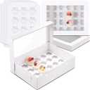 10 Pack 24 Count Cupcake Boxes, Mini Cupcake Containers, 14.9 x 11 x 4 Inch White Disposable Bakery Boxes with Window and Inserts for Birthday Holiday Party Bakery Desserts