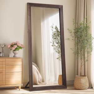 Rustic Farmhouse Full Length Mirror, 71"x32" Wood Frame Large Floor Mirror, Free Standing Mirror Leaning Wall for Bedroom Living Room Cloakroom, Charcoal-Grilled Brown